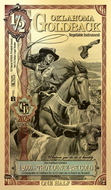 1/2 Oklahoma Goldback -| Aurum Gold Foil Note (24k)