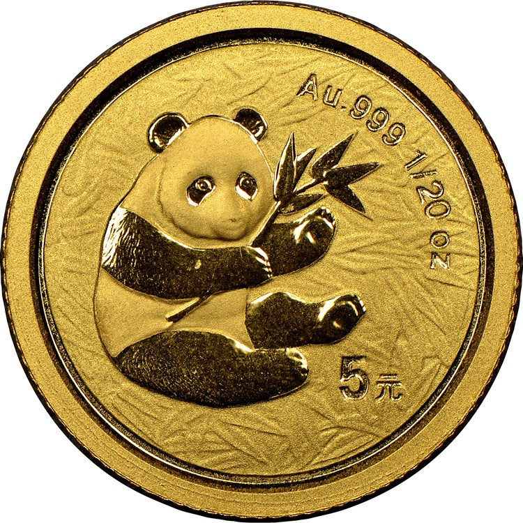 2000 5 Yuan 1/20 oz Gold Panda Coin - Small Date [BU]