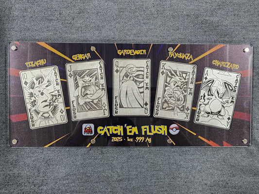 Framed Silver Pokemon Set - St. Louis Mint Catch 'Em Flush 5 x 1 oz Silver Bars