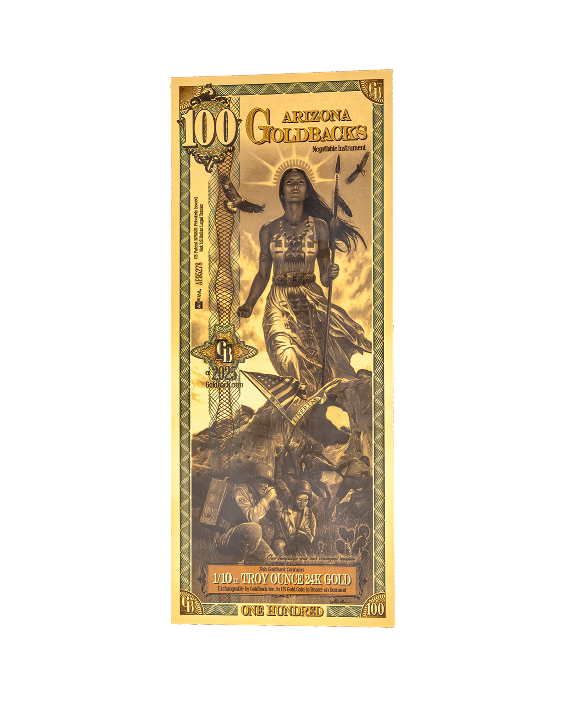 100 Arizona Goldback - Alpha Edition (α) | Aurum Gold Foil Note (24k)