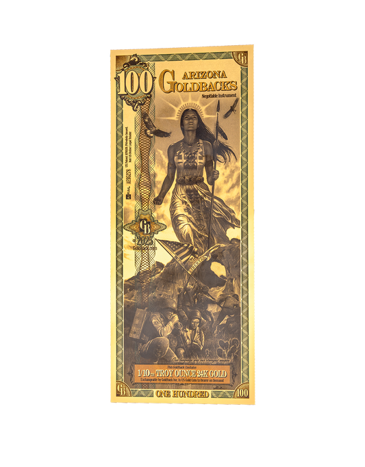 100 Arizona Goldback - Alpha Edition (α) | Aurum Gold Foil Note (24k)
