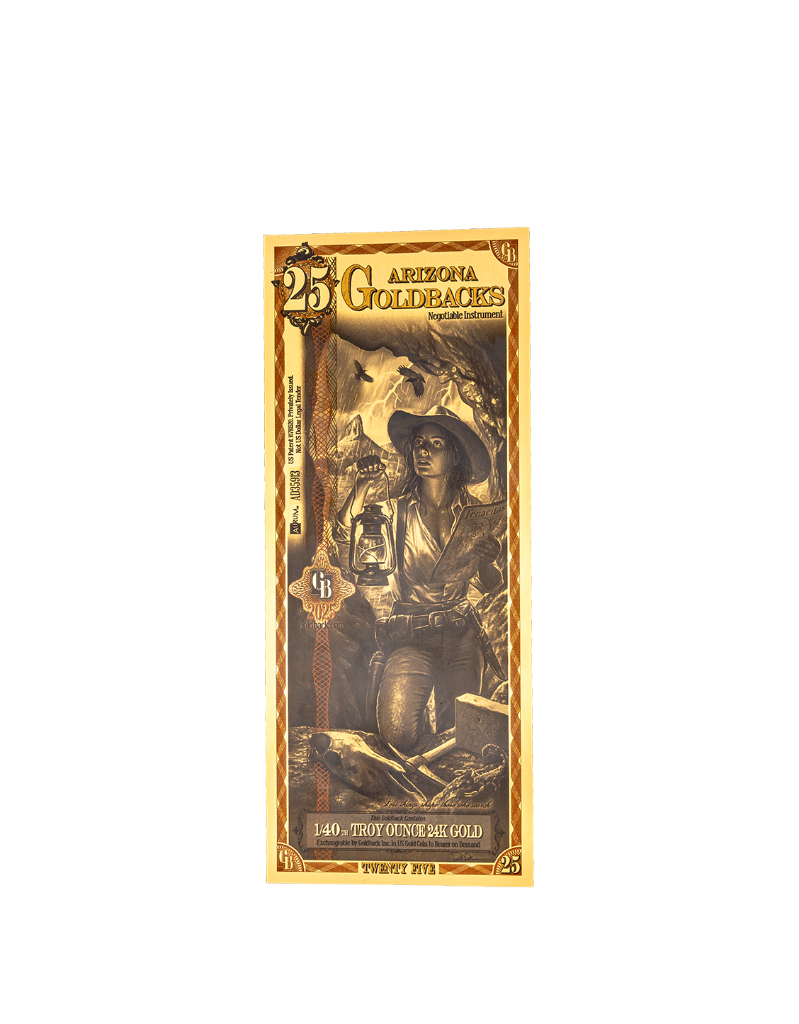25 Arizona Goldback - Alpha Edition (α) | Aurum Gold Foil Note (24k)