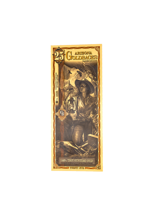 25 Arizona Goldback - Alpha Edition (α) | Aurum Gold Foil Note (24k)