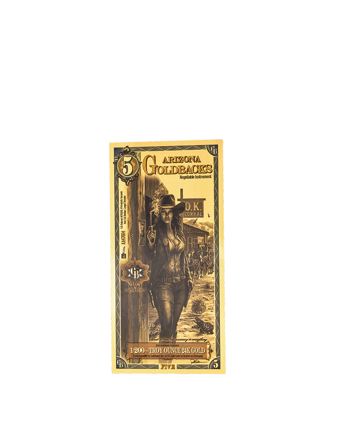5 Arizona Goldback - Alpha Edition (α) | Aurum Gold Foil Note (24k)