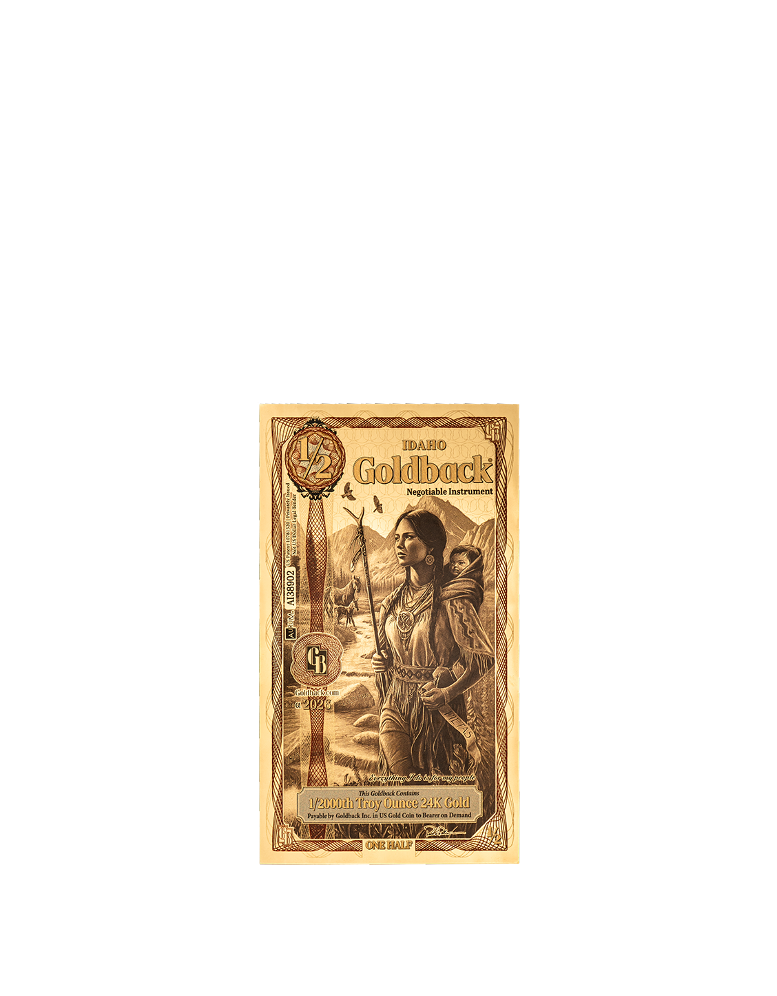 1/2 Idaho Goldback - Alpha Edition (α) | Aurum Gold Foil Note (24k)