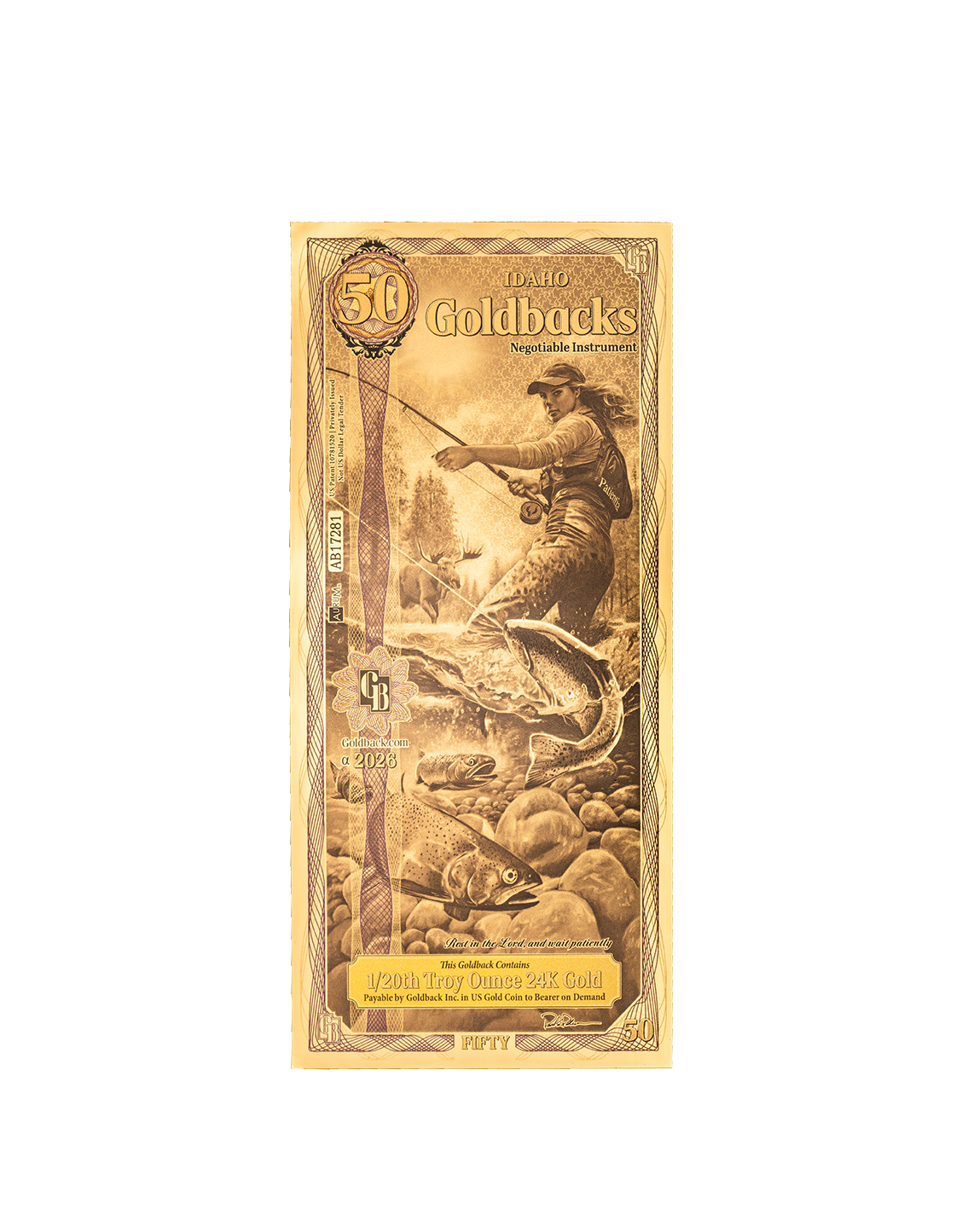 50 Idaho Goldback - Alpha Edition (α) | Aurum Gold Foil Note (24k)