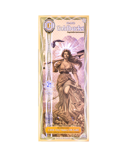 100 Idaho Goldback - Alpha Edition (α) | Aurum Gold Foil Note (24k)