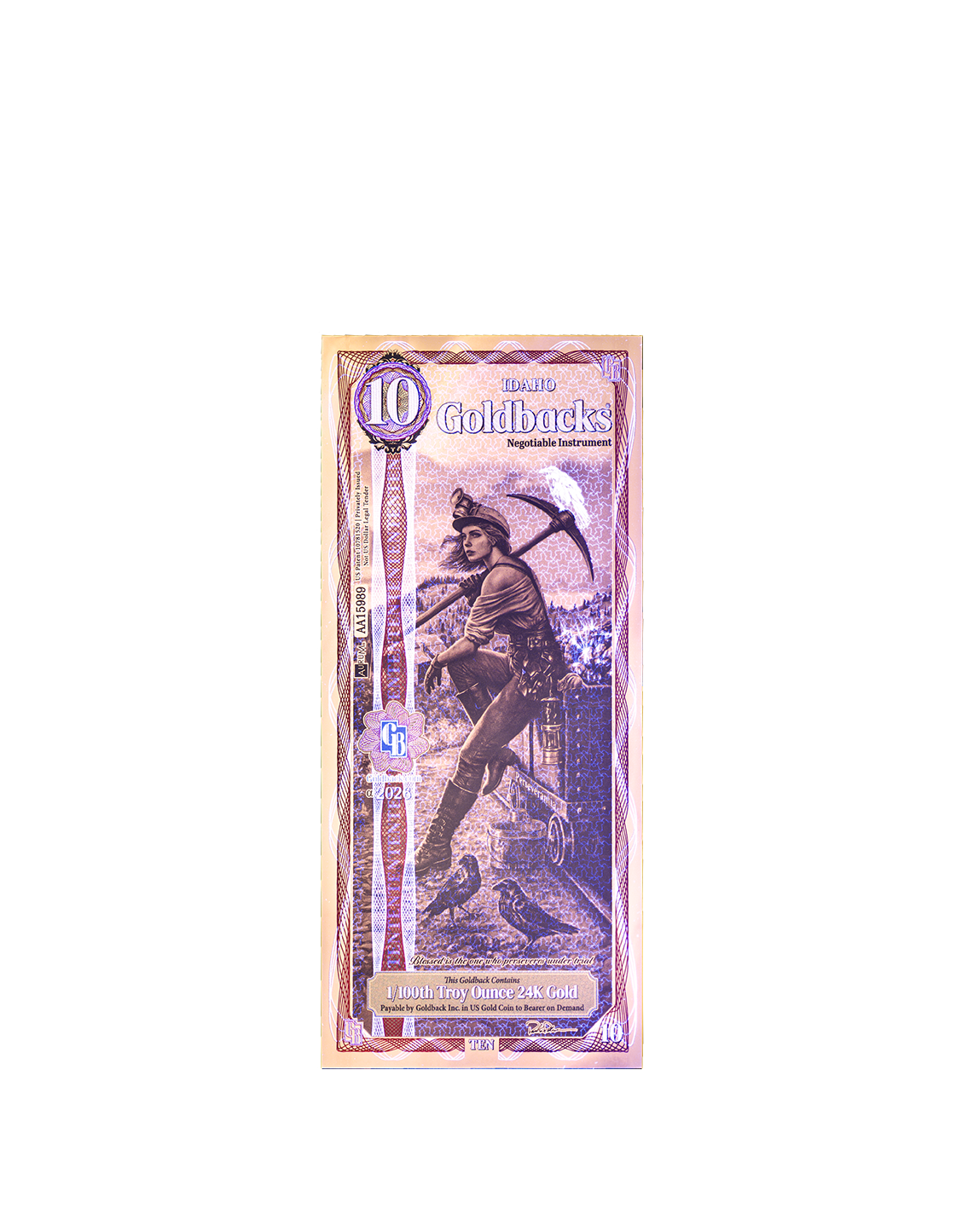 10 Idaho Goldback - Alpha Edition (α) | Aurum Gold Foil Note (24k)