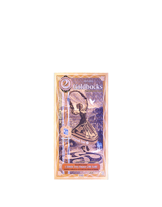2 Idaho Goldback - Alpha Edition (α) | Aurum Gold Foil Note (24k)