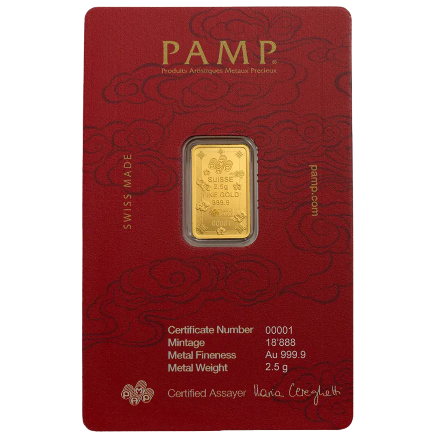 2.5g Gold PAMP Lucky Cat Bar (999.9)