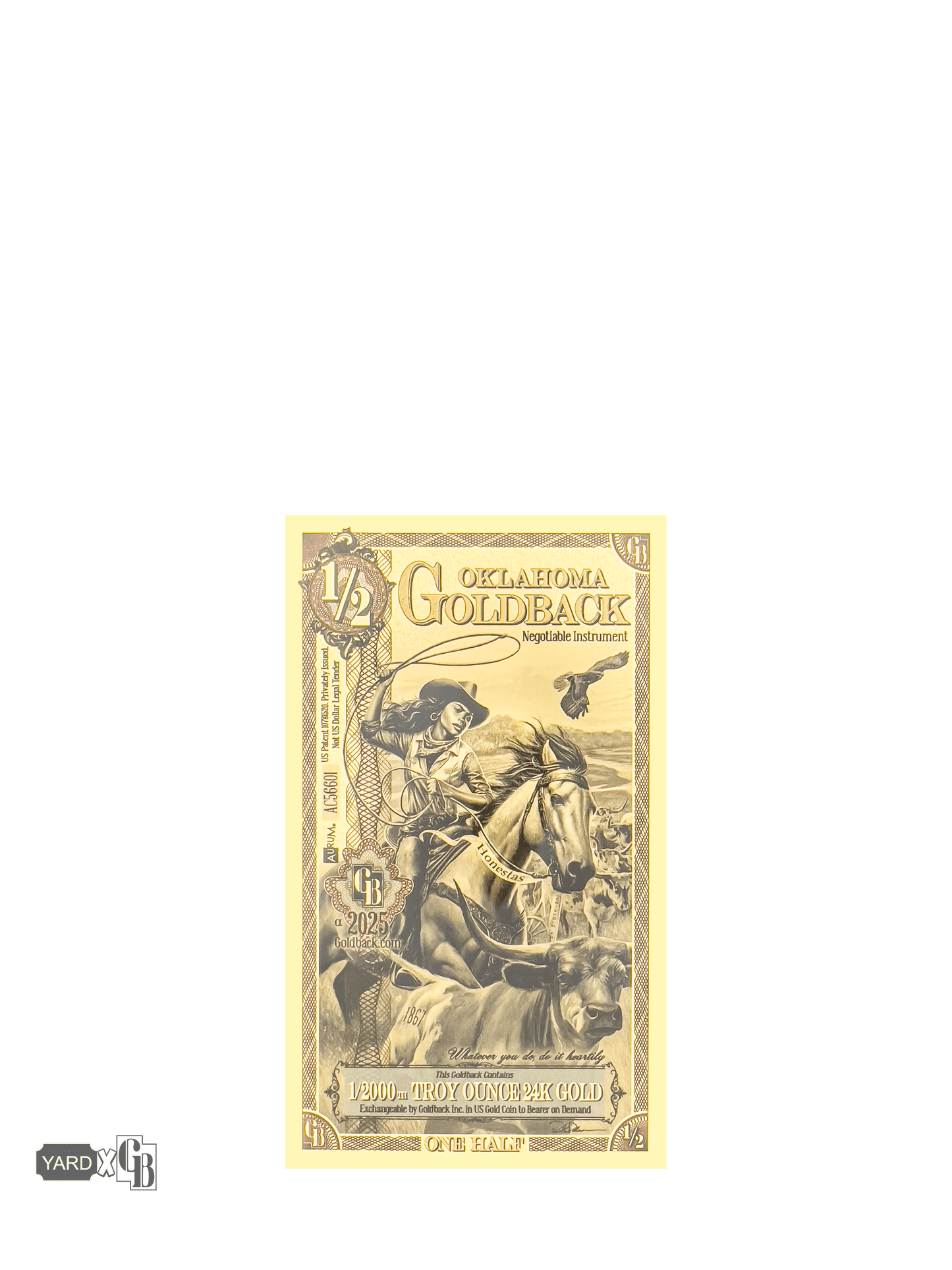 1/2 Oklahoma Goldback -| Aurum Gold Foil Note (24k)