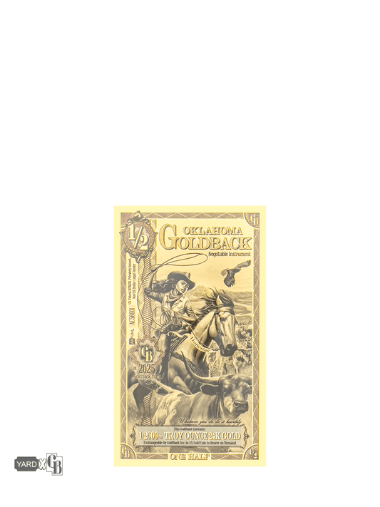 1/2 Oklahoma Goldback -| Aurum Gold Foil Note (24k)