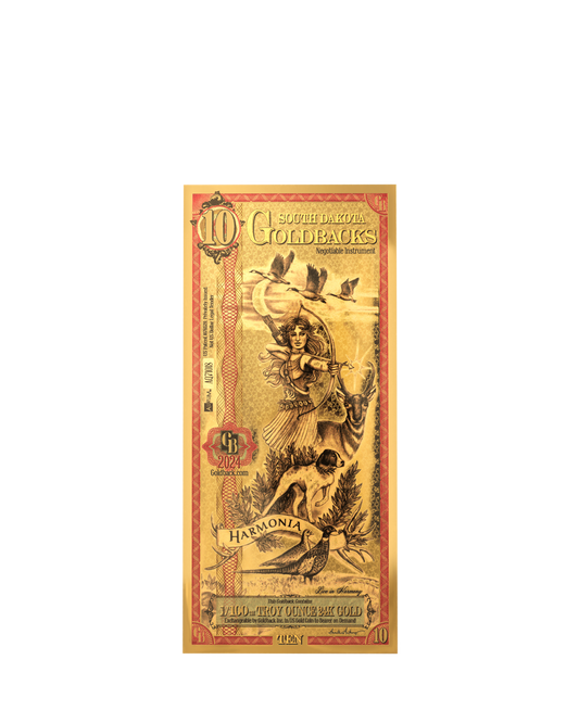 10 South Dakota Goldback | Aurum Gold Foil Note (24k)