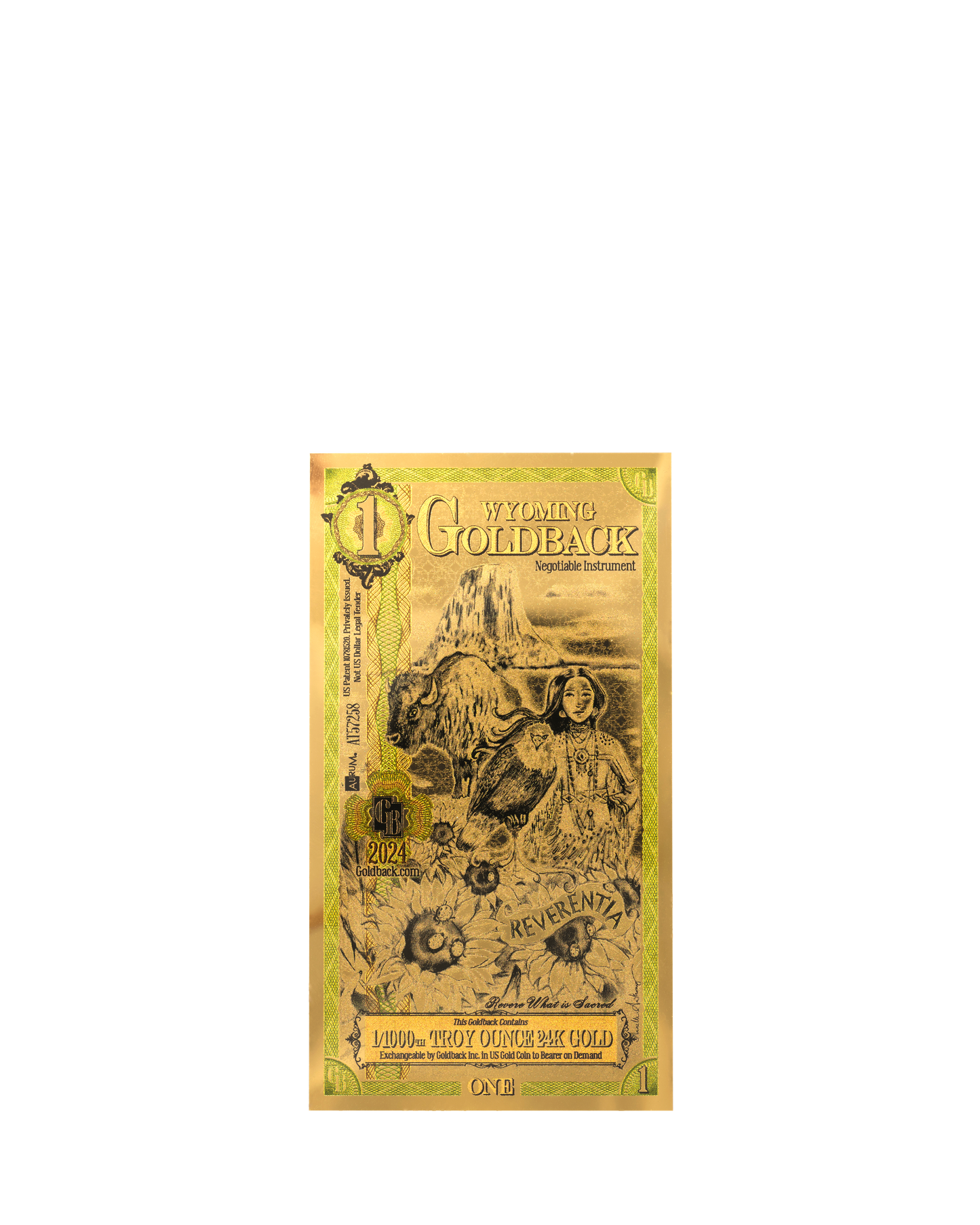 1 Wyoming Goldback | Aurum Gold Foil Note (24k)